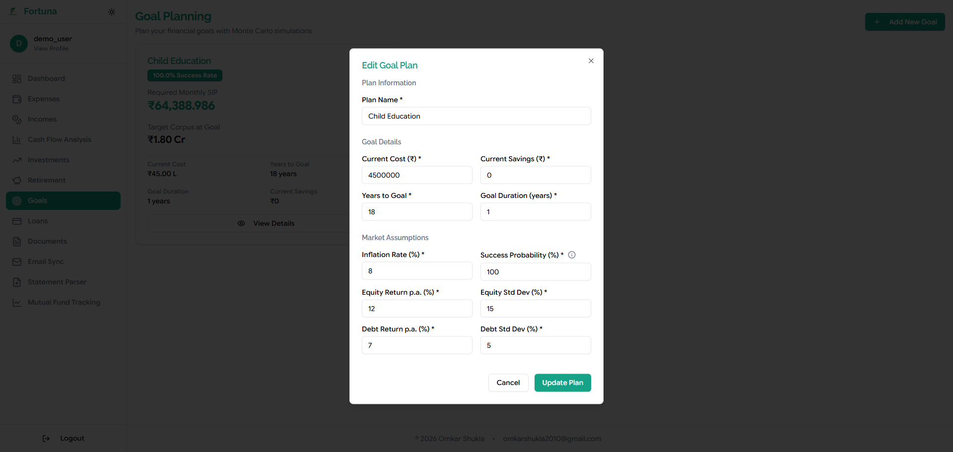Goal Creation Interface